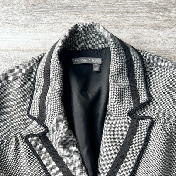 Tristan & Iseut Wool Blend Puff Sleeve Embroidery Blazer - Picture 5 of 15